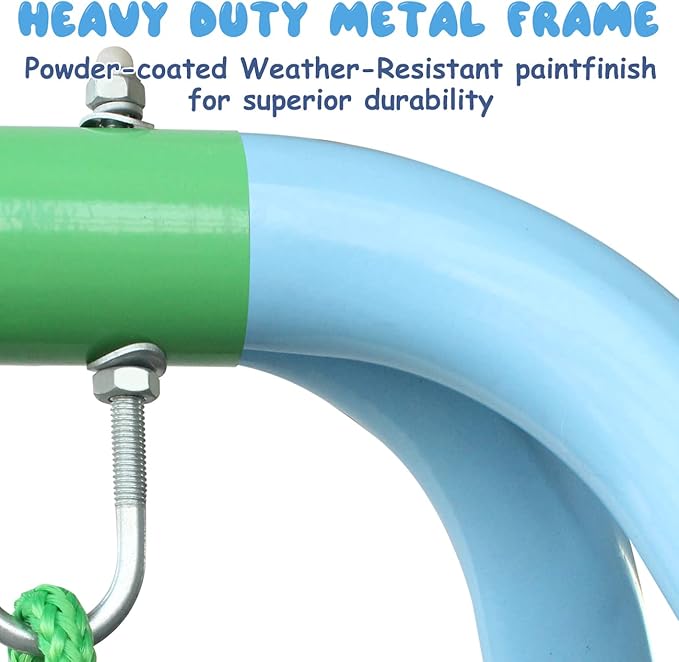 2-in-1 Toddler Swing Set with Metal Stand, Safety Belt & 4 Anchors - A-Frame Swing for Kids 6 Months+ (Blue, Indoor/Outdoor Backyard Playground)-CubbioJoy