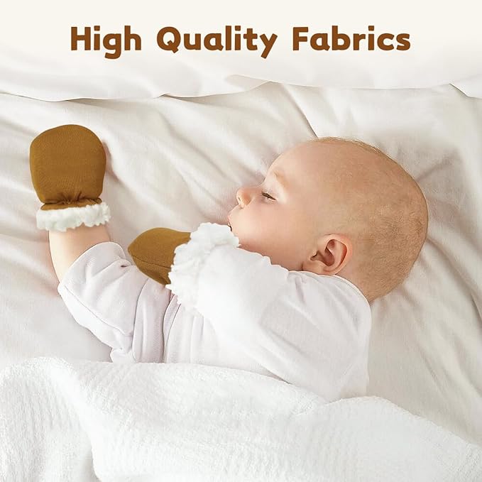 Cute Baby Mittens Newborn, No Scratch Baby Boy Mittens, Baby Girl Hat Gloves for Toddlers, Infant, Newborn-CubbioJoy