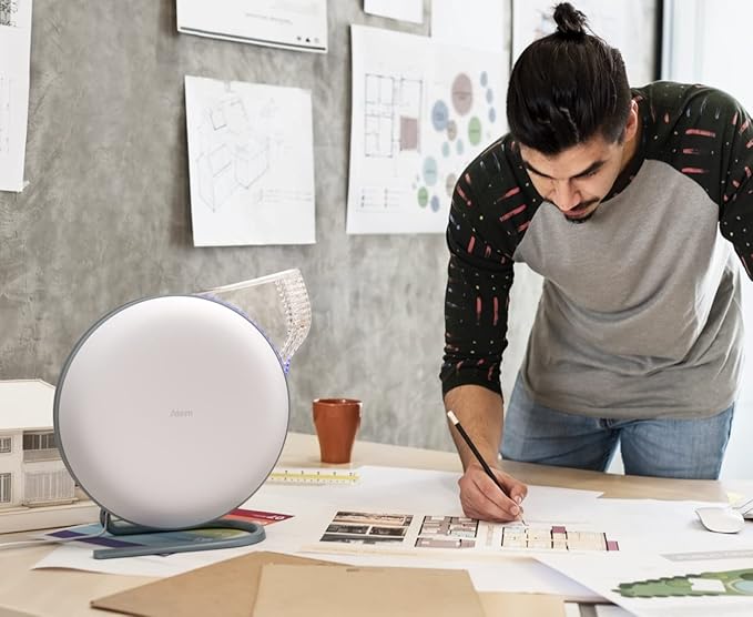 IQAir Atem Desk Air Purifier for Home, Office, Desktop, Small Room up to 150 sq ft, HyperHEPA Filter for Bacteria, Viruses, Allergens, Pets, Asthma, Pollen, Dust, Swiss Design, Made in Germany, White-CubbioJoy