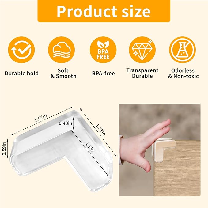 40 Pack Corner Protector Baby, L-Shaped Baby Proof Corners and Edges, Clear Table Corner Covers Baby, Baby Corner Protector Guards, Corner Guards for Table Edges & Sharp Corners-CubbioJoy