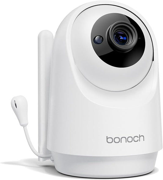 bonoch Add-on Baby Camera Unit for BBM14/BBM16, 1440p HD Video Baby Monitor Camera No WiFi, Security Split-Screen, Auto Night Vision, 4X Zoom, 2-Way Audio, Temperature Sensor, 3 White Noise 3Lullabies-CubbioJoy