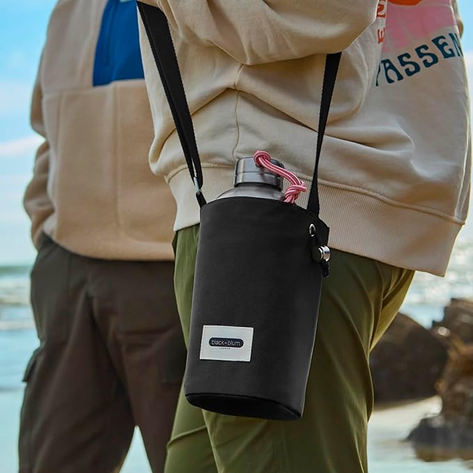 BLACK + BLUM Insulated Bottle Bag - For Adults and Kids - Made with Recycled PET and BPA Free - Bottle Bag for On The Go, Black-CubbioJoy