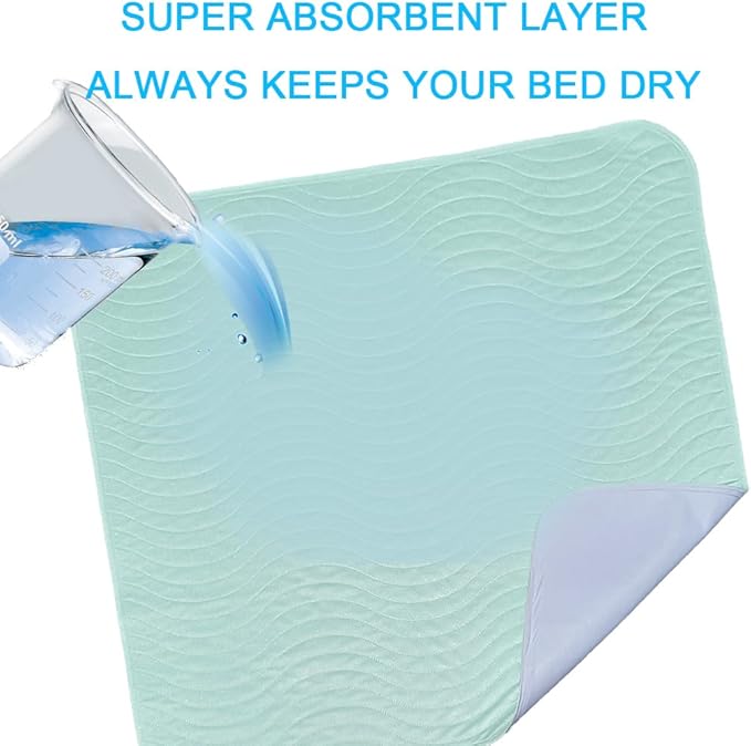 Absorbent Bed Pads for Incontinence - Washable, Reusable, 4-Layer Waterproof Mattress Protectors (36x38 Inch - 4 Pack)-CubbioJoy