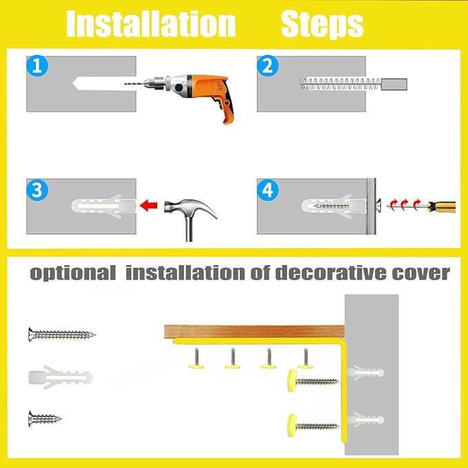 Anti Tip Furniture Anchors for Baby Pet Proofing,Furniture Wall Anchor Furniture Dresser Bookshelf Falling Prevention Device for Children (Yellow)-CubbioJoy