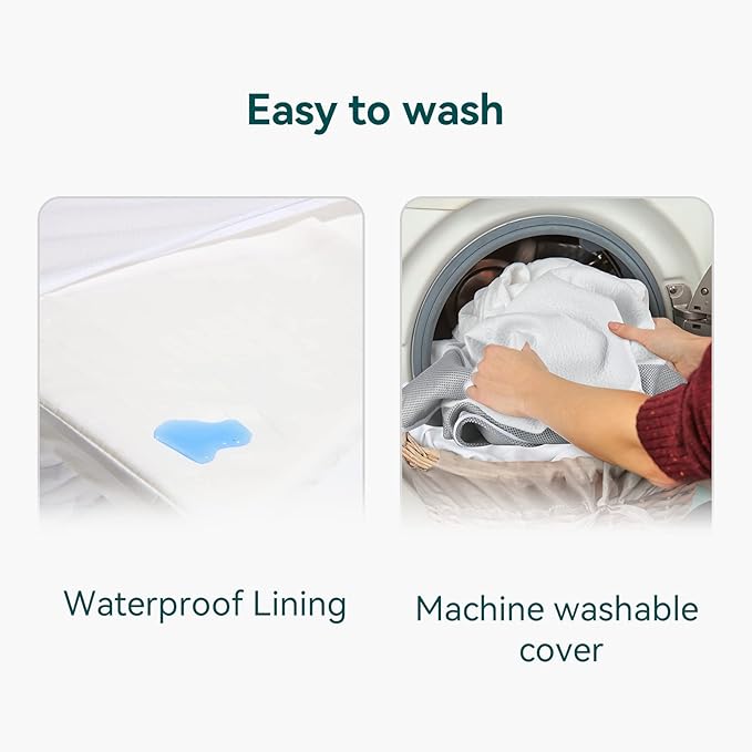 BABELIO Premium Memory Foam Crib Mattresses, 2-Stage, with Waterproof Lining & Removable Cover, for Standard Toddler Bed White and Grey-CubbioJoy