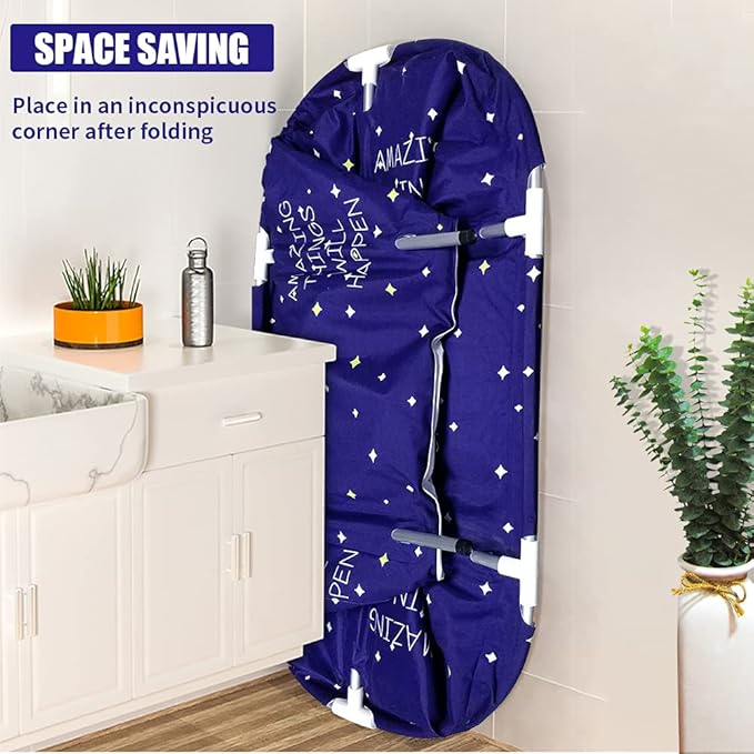 BESTHLS Portable Bathtub for Adult, Foldable Bathtub Portable Soaking Bath Tub,Eco-Friendly Bathing Tub for Shower Stall (Large Blue Sky)-CubbioJoy