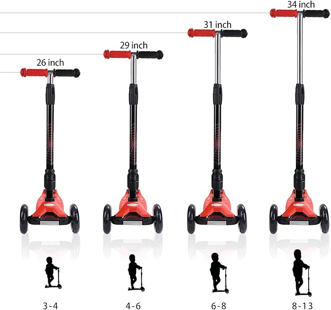 3 Wheel Scooter for Kids Ages 6-12,Kids Scooter with Light Up Wheels, Sturdy Deck Design, and 4 Height Adjustable Suitable for Kid Ages 3-12-CubbioJoy