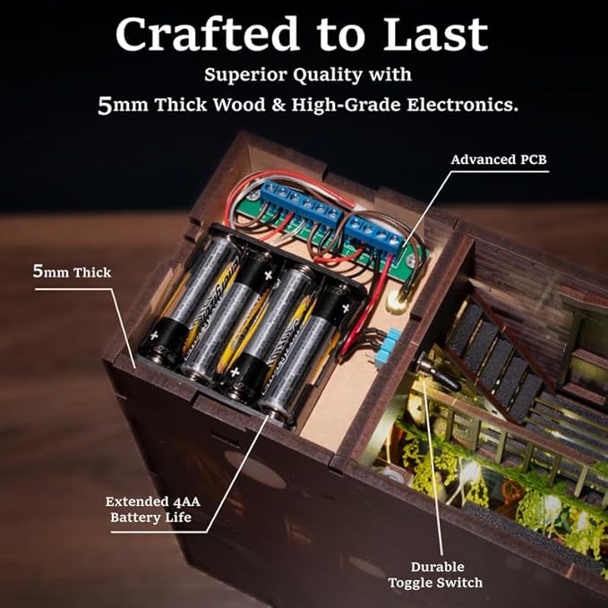 Book Nook DIY Kit - Dreamy - Miniature House Dollhouse Kit for Adult and Teens, Desgined in USA, Booknook Bookshelf Decor Alley Model Build with LED Light, Gifts for Family and Friends-CubbioJoy