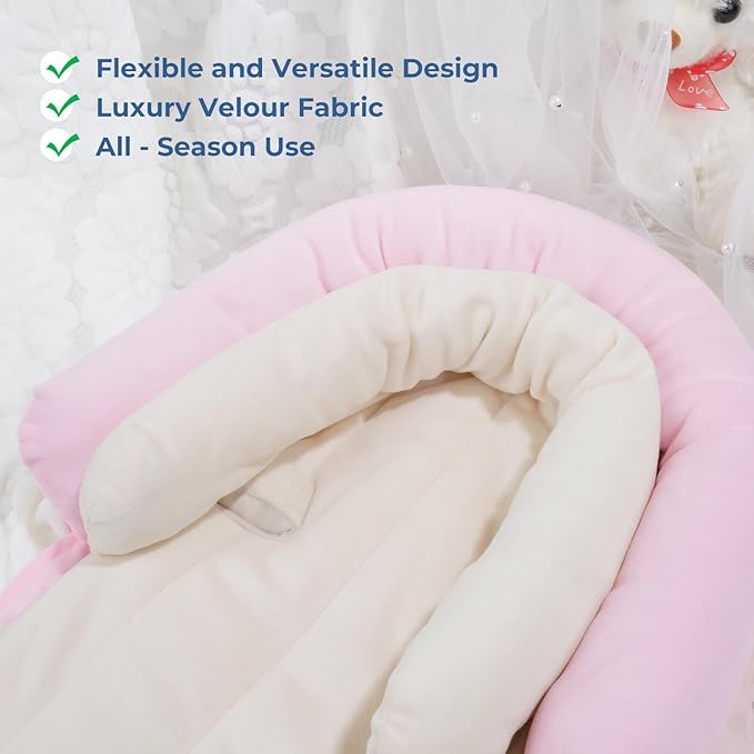 COOLBEBE New 2-in-1 Babybody Supports for Baby Newborn Infants - Extra Soft Stroller Cushion Pads Car Seat Insert, Seasons, Pink-CubbioJoy