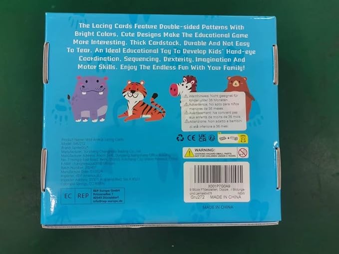 9 Pieces Kids Lacing Cards, Double Sided Sewing Cards in 9 Wild Animals with 9 Colorful Laces, Imagination Development Lacing Toys Games for Children Educational and Learning Activity-CubbioJoy