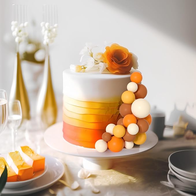 75 Pieces Cake Balls Topper Decorations Foam Cupcake Topper Mini Balloon Cake Topper Balls Cake Picks for Cake Deco Birthday Party Wedding（Orange Khaki Series）-CubbioJoy