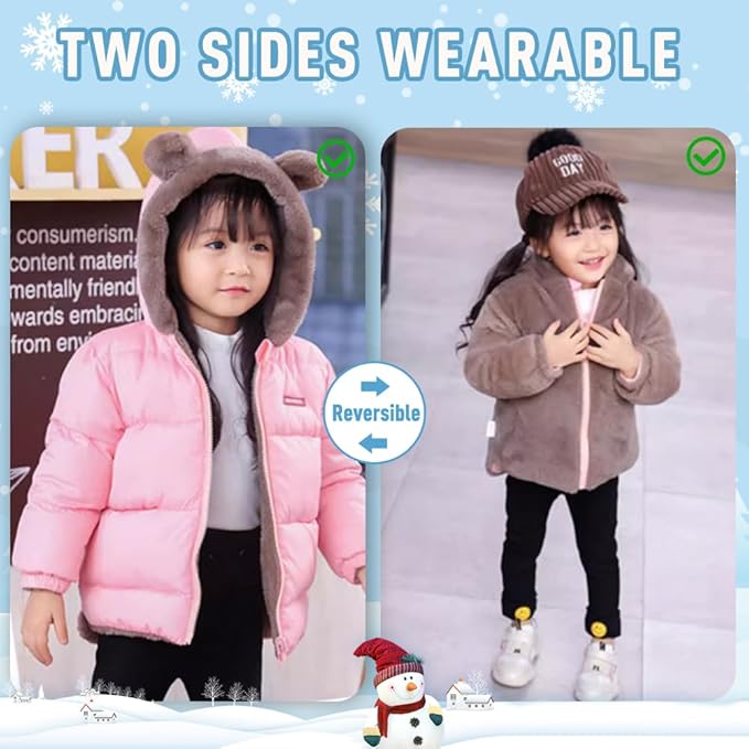 Infant Baby Winter Coat Bear Hooded Jacket Warm Fleece Snowsuit Windproof Outerwear for Toddler Boy Girl 9M-4T-CubbioJoy