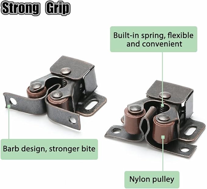 Alise Cabinet Door Latch,Cupboard Closet Doors Catch Closer Double Ball Roller Latches,Cold Rolled Steel Oil-Rubbed Bronze Copper CA1000-12P(Pack of 12)-CubbioJoy