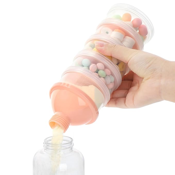 Accmor Formula Dispenser On The Go, 5 Compartments Stackable Formula Container for Travel, Baby Milk Powder Kids Snack Container, BPA Free-CubbioJoy