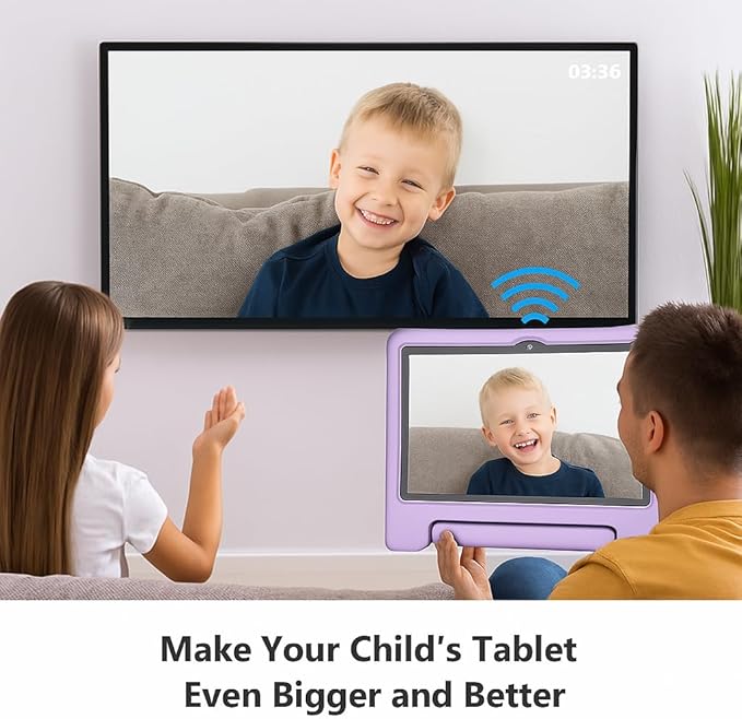 10.1" Kids Tablet Android 14 | 64GB Octa-Core 8GB RAM | Shockproof Case & Parental Control | 12H Fast Charge | HD Display w/Google Kids Space & Educational Apps | WiFi 6/Bluetooth/GPS | Ages 3-12-CubbioJoy