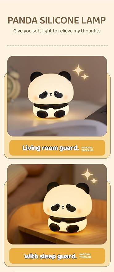 ATSUI Cute Panda Night Light, LED Squishy Novelty Animal Night Lamp, Food Grade Silicone, 3 Level Dimmable Rechargeable Nursery Nightlight for Breastfeeding Toddler Baby Kids, Cute Gifts for Kids-CubbioJoy