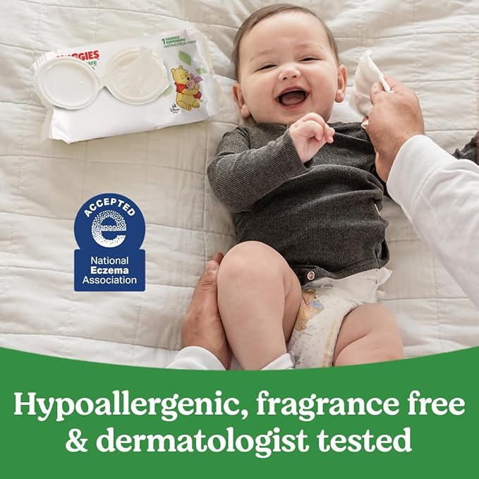 Huggies Natural Care Sensitive Baby Wipes, Unscented, Hypoallergenic, 99% Purified Water, 1 Flip-Top Pack (56 Wipes Total)-CubbioJoy
