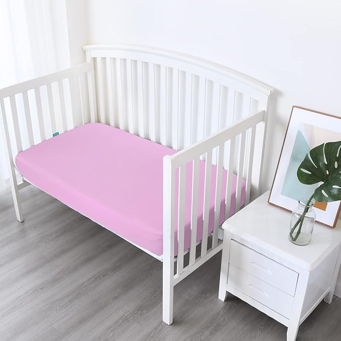 4-Pack Fitted Crib Sheets for Boys and Girls - Breathable, Soft Microfiber Baby Sheets in Pink and Violet-CubbioJoy