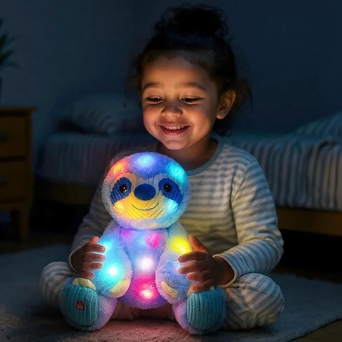Cuteoy Light-up Plush Blue Sloth LED Stuffed Animal Birthday Christmas Plushies Toy Gifts for Kids Toddler Girls, 10.5"-CubbioJoy
