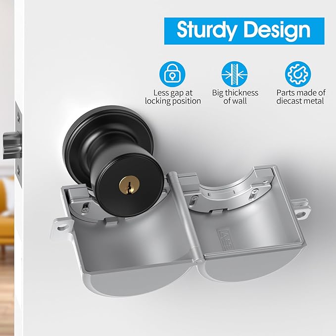 AST Door Knob Lockout Device with SS Padlock and Brass Keys, Childproof Door Knob, Security Lock for Toddler and Dementia Proof, Safety Cover, Doorknob Protection, Matte Silver with SS Padlock-CubbioJoy