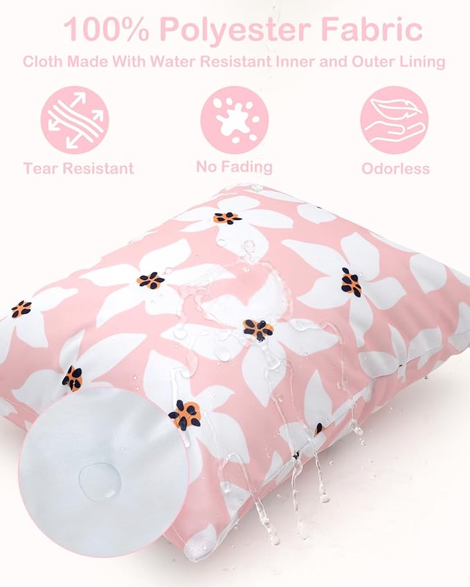 ALVABABY 3 Cloth Diaper Wet Dry Bags Waterproof Reusable with Two Zippered Pockets Travel Beach Pool Daycare Soiled Baby Items Yoga Gym Bag for Swimsuits or Wet Clothes Small Medium Large 3L-ZM26-CubbioJoy