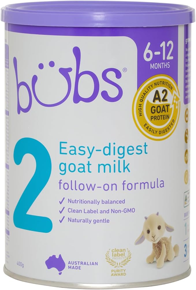 Bubs Goat Milk Infant Formula Stage 2, Infants 6-12 months, Made with Fresh Goat Milk, 14.1 oz-CubbioJoy