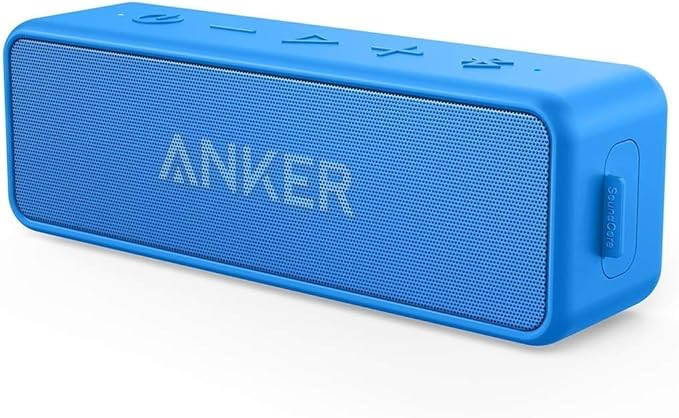 Anker Soundcore 2 12W Portable, Wireless Bluetooth Speaker with Better Bass, 24-Hour Playtime, 66ft Bluetooth Range, IPX7 Water Resistance, Built-in Mic, Ideal for Shower, Travel, Party, Beach - Blue-CubbioJoy
