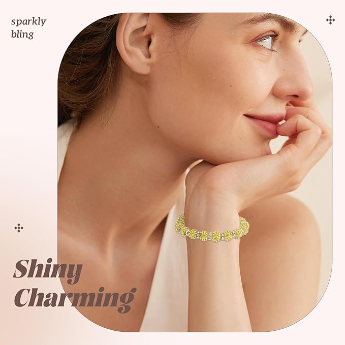 160pcs 10mm Rhinestone Beads for Jewelry Making, Light Yellow Shiny Round Disco Beads Bulk, Sparkle Crystal Clay Christmas for Bracelet Baseball Necklace Earring Crafting and DIY-CubbioJoy