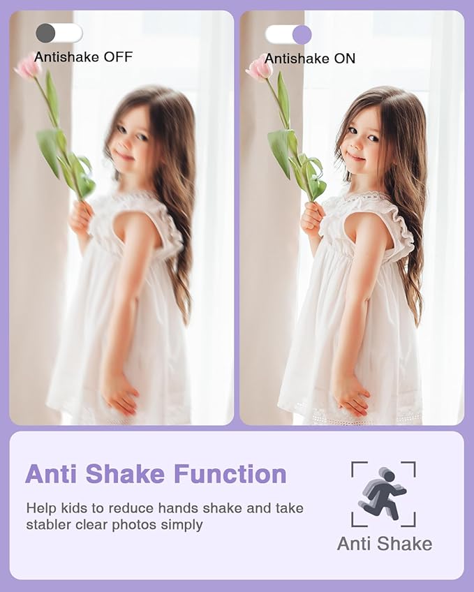 Digital Camera, Kids Camera FHD 1080P Point and Shoot Camera with 16X Zoom Anti Shake, Small Compact Camera for Teen Starter Children Kid Student Girl Boy(Purple)-CubbioJoy