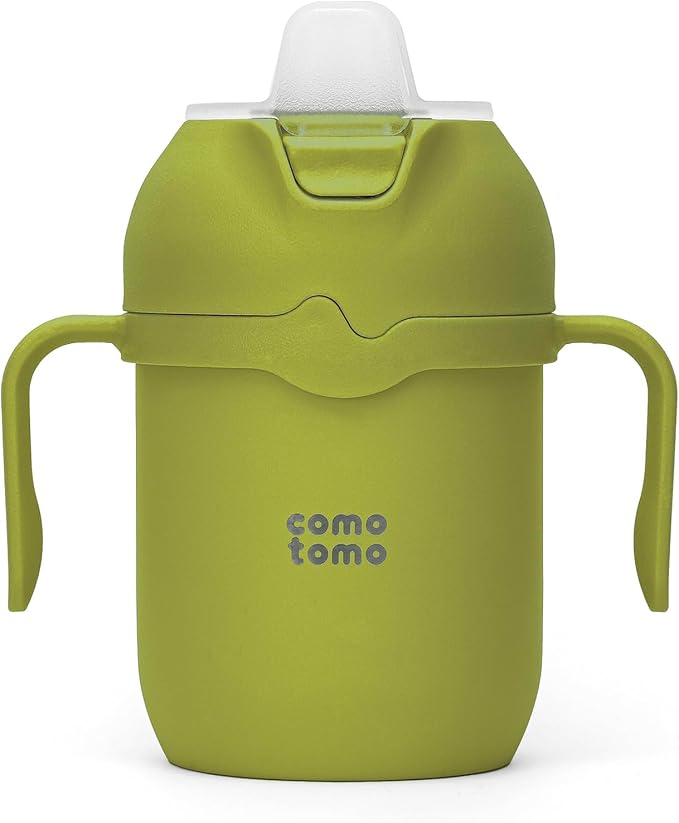 Comotomo Toddler Tumbler 8oz Insulated Sippy Cup with Silicone Straw and Spout, Green-CubbioJoy