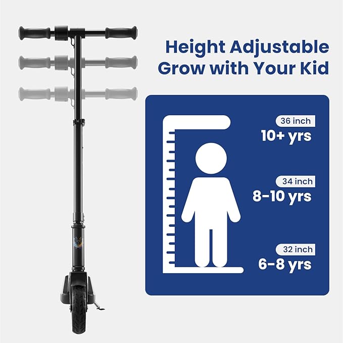 Caroma Electric Scooter for Kids Ages 6-12,150W/180WMotor,10 MPH Max Speed & 7 Miles,Colorful Lights,Adjustable Height & Speed,LED Display,Foldable Kids Electric Scooter 132 Lbs Max Load,Idea Gift-CubbioJoy