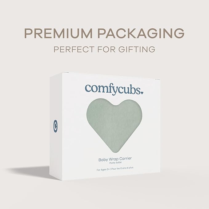 Comfy Cubs Baby Wrap Carrier - Soft & Secure Fit Cotton Blend Baby Carrier Newborn to Toddler - Hands-Free & Lightweight Infant Wrap - Adjustable, One Size Fits All Toddler Sling - Fern-CubbioJoy