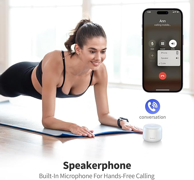 Bobtot Portable Bluetooth Speakers with Strap Easy to Carry, Wireless IPX5 Waterproof Mini Speaker with Loud Stereo Sound, 20 Hours Playtime, Rechargeable Battery, Built-in Microphone, White-CubbioJoy