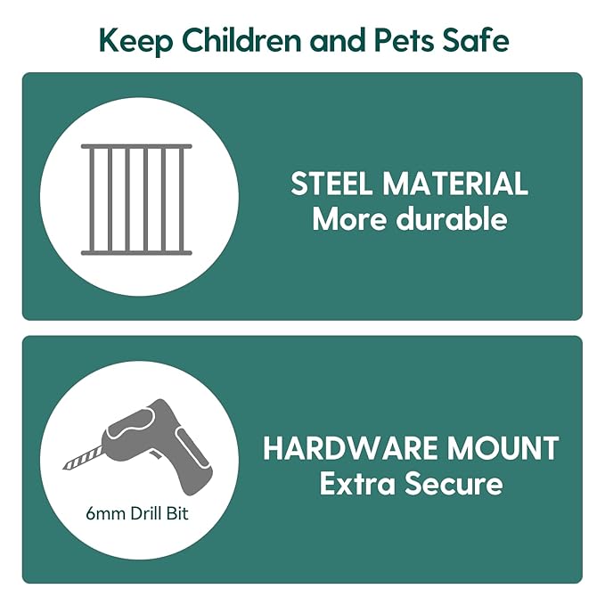 Babelio 34" Extra Tall Baby/Dog Gate with No Threshold Design Walk Thru Door, 26-43" Auto Close Safety Gate for Babies, Elders and Pets, Fits Doorways, Stairs, and Entryways, Brown Wood Pattern-CubbioJoy