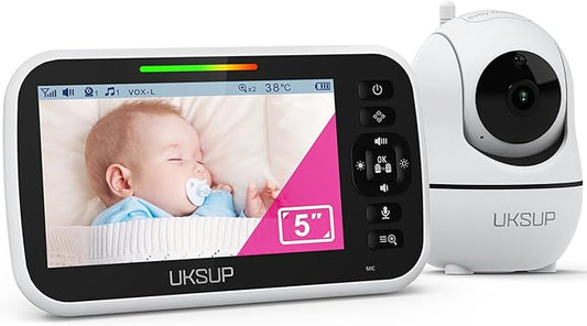 Baby Monitor with Camera and Audio- Video Baby Monitor with 960ft Long Range, Remote Pan-Tilt-Zoom, Night Vision, Temperature Sensor, 2-Way Talk, 8 Lullabies, 30-Hour Battery & No WiFi-CubbioJoy