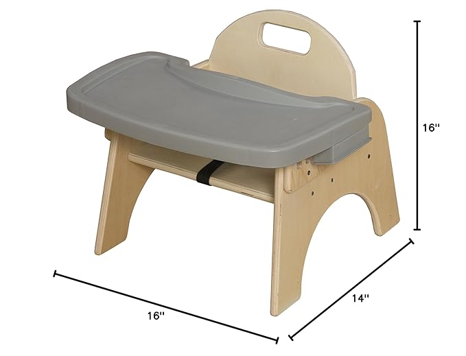 7" H Wooden Stackable Feeding Chair with Removable Tray and 3 Point Harness, Suitable for 12-18 Months Babies Dining & Studying Needs [Fully Assembled]-CubbioJoy