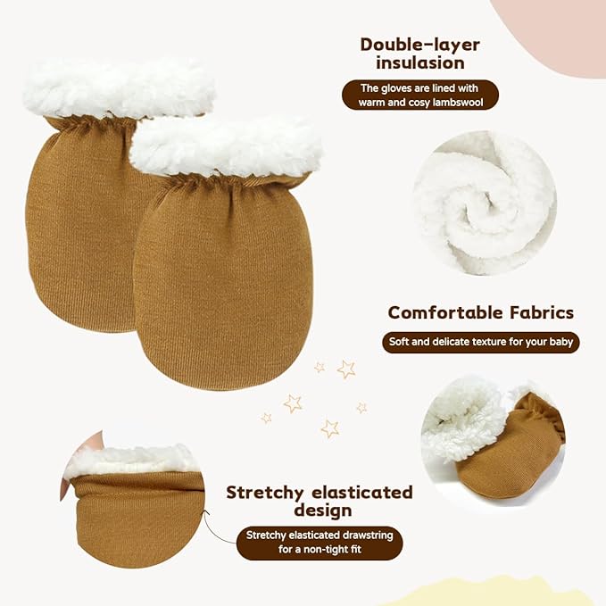 Cute Baby Mittens Newborn, No Scratch Baby Boy Mittens, Baby Girl Hat Gloves for Toddlers, Infant, Newborn-CubbioJoy