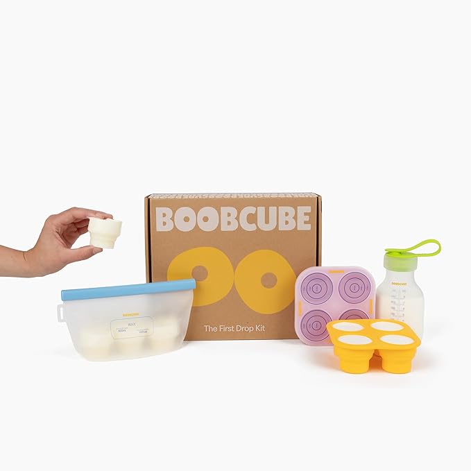 Breastmilk Storage Reusable Freezer Trays with Lid l Baby Food Cube 4pcs Complete Kit l 0.5/1/2 Oz Silicone Tray l Ultra Leak-Proof Breastmilk Kit l Reusable Bags-CubbioJoy