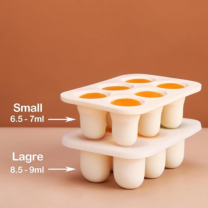 Baby Food Freezer Tray with Lid 2 Pack, Silicone Breastmilk Popsicle Mold, Baby Food Storage Container, Ice Cube Maker for Homemade Baby Meals (Carnation)-CubbioJoy