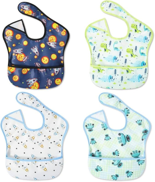 Baby bibs Waterproof Toddler bib - Feeding bib with Pocket for Infant Boy Girl Washable 6-36M-CubbioJoy