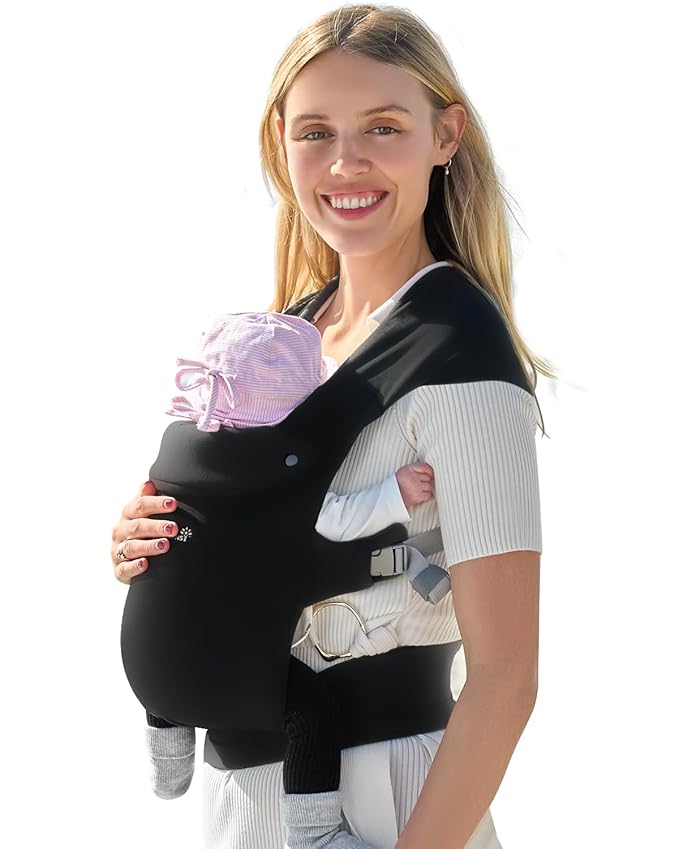 GROWNSY Baby Carrier Newborn to Toddler, Cozy Baby Wraps Carrier, Ergonomic Baby Carrier with Head Support, Black-CubbioJoy