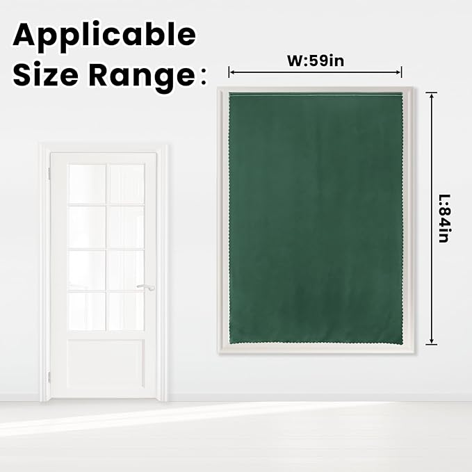 Blackout Curtains for Bedroom Stick On Curtains Window Shades Pull Down Blackout Window Cover No Drillng Self Adhesive Curtains No Rod Small Curtain, 59" W X 84" L, Dark Green, 1 Panel-CubbioJoy