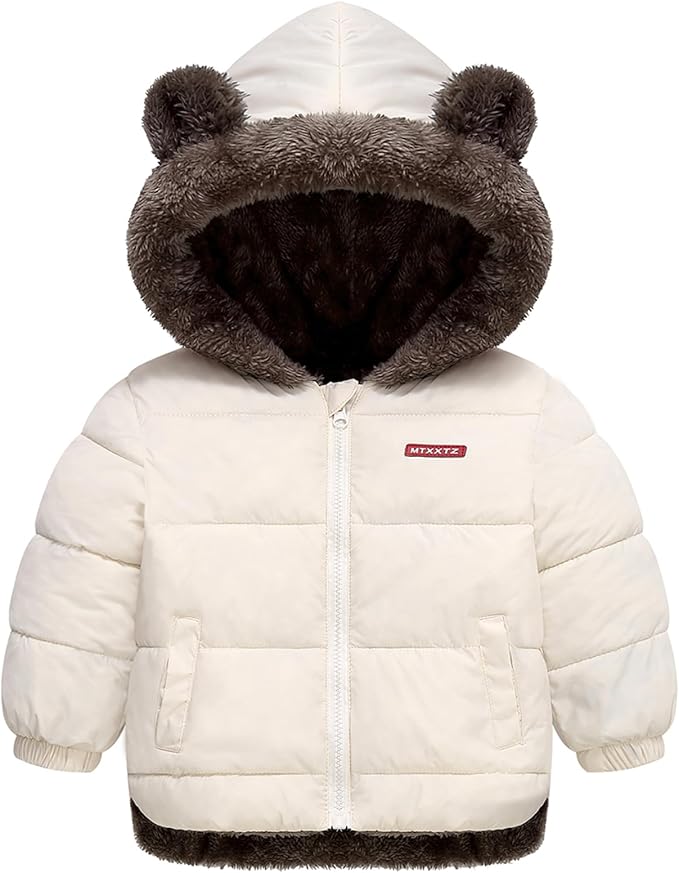 Infant Baby Winter Coat Bear Hooded Jacket Warm Fleece Snowsuit Windproof Outerwear for Toddler Boy Girl 9M-4T-CubbioJoy