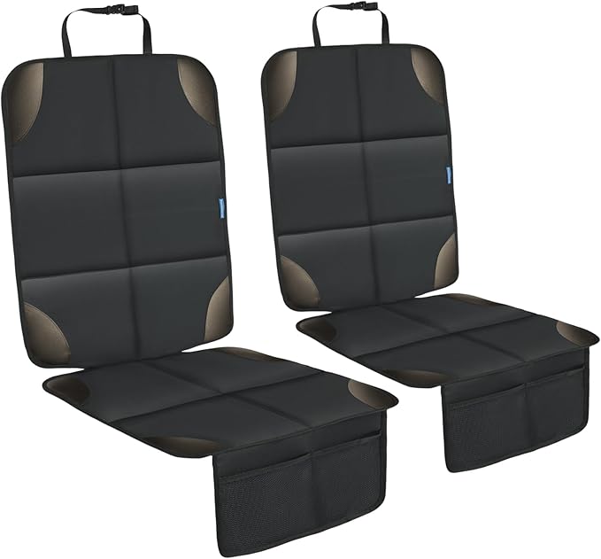 Car Seat Protector for Child Carseat, 2 Pack Protect Car Seats Cover for Baby with Thickest Padding and Non-Slip Padded Backing Mesh Pockets Kids Pets Car Back Seat Protectors(Darkgrey)-CubbioJoy