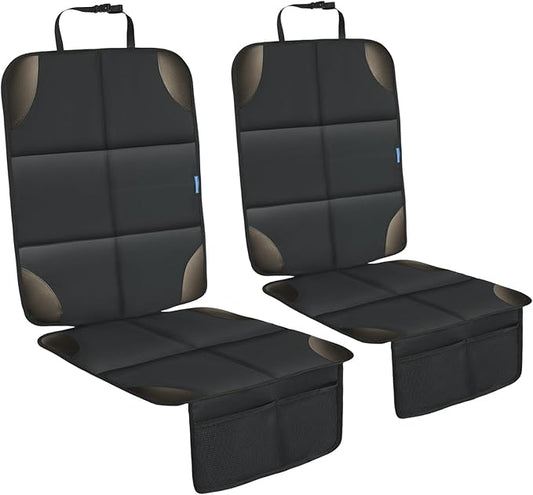 Car Seat Protector for Child Carseat, 2 Pack Protect Car Seats Cover for Baby with Thickest Padding and Non-Slip Padded Backing Mesh Pockets Kids Pets Car Back Seat Protectors(Darkgrey)-CubbioJoy