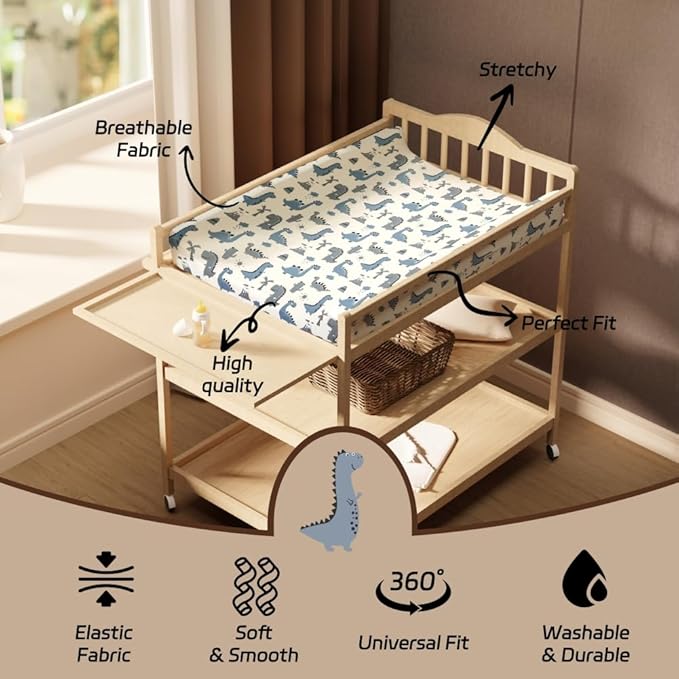 4 Pack Soft Baby Boy Sheets Dinosaur Star Cloud Soft Polyester Neutral Unisex Fitted Sheets Set for Baby Boys-CubbioJoy