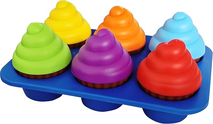 Cupcake Toy Toddler Toy Learning Colors and Shape-Shape Sorting Toys for Toddlers-Geometry Manipulatives Toddler Sensory Toys for Kids 1-3 - Child Montessori Toys for 18 Month Old Girls Boys-CubbioJoy