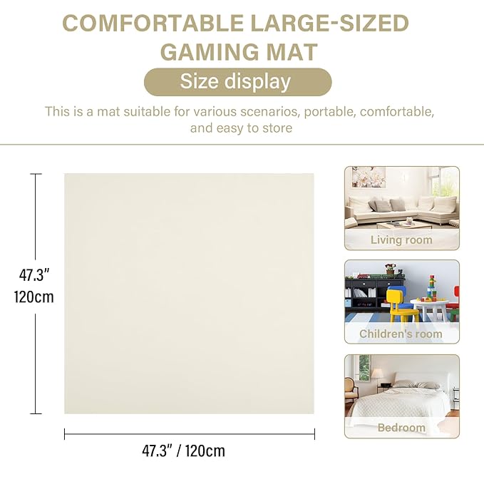 Baby Play Mat 48"x48" – Thick, Non-Slip Foam Mat for Babies and Toddlers. Foldable, Scrubbable, Odorless, and Soft, Ideal for Playpens, Crawling, and Indoor Playtime-Beige-CubbioJoy