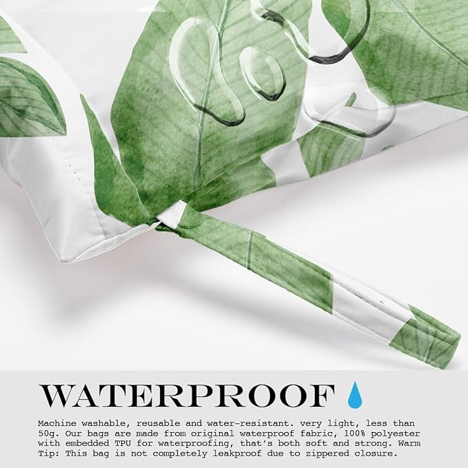 Wet Bag, Wet Dry Bag, Wet Bag for Swimsuit, Travel, Beach, Pool, Diapers, Dirty Yoga Gym Clothes, Makeup Bag, Waterproof Tropical Palm Leaves Decor Jungle Palm Leaf Favors-CubbioJoy