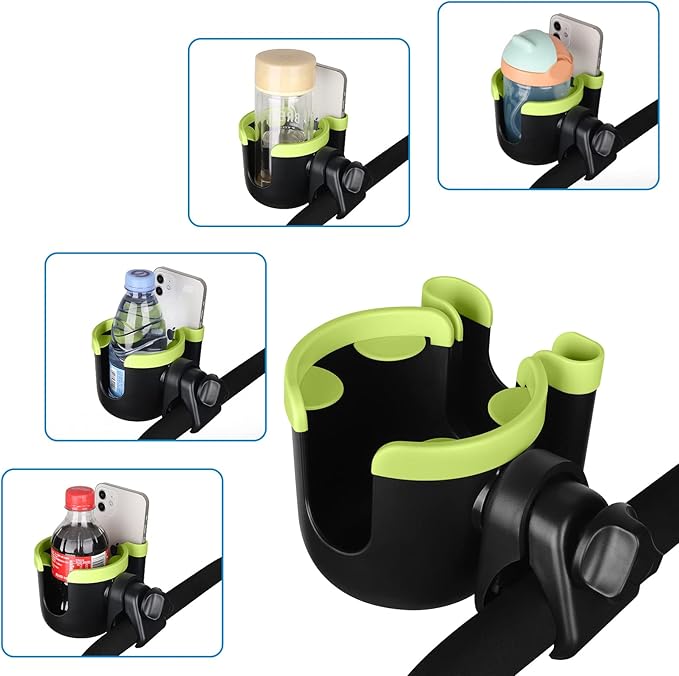 Accmor Stroller Cup Holder with Phone Holder, Bike Cup Holder, Universal Cup Holder for Uppababy Nuna Doona Strollers, 2-in-1 Cup Phone Holder for Stroller, Bike, Wheelchair, Walker, Scooter-CubbioJoy